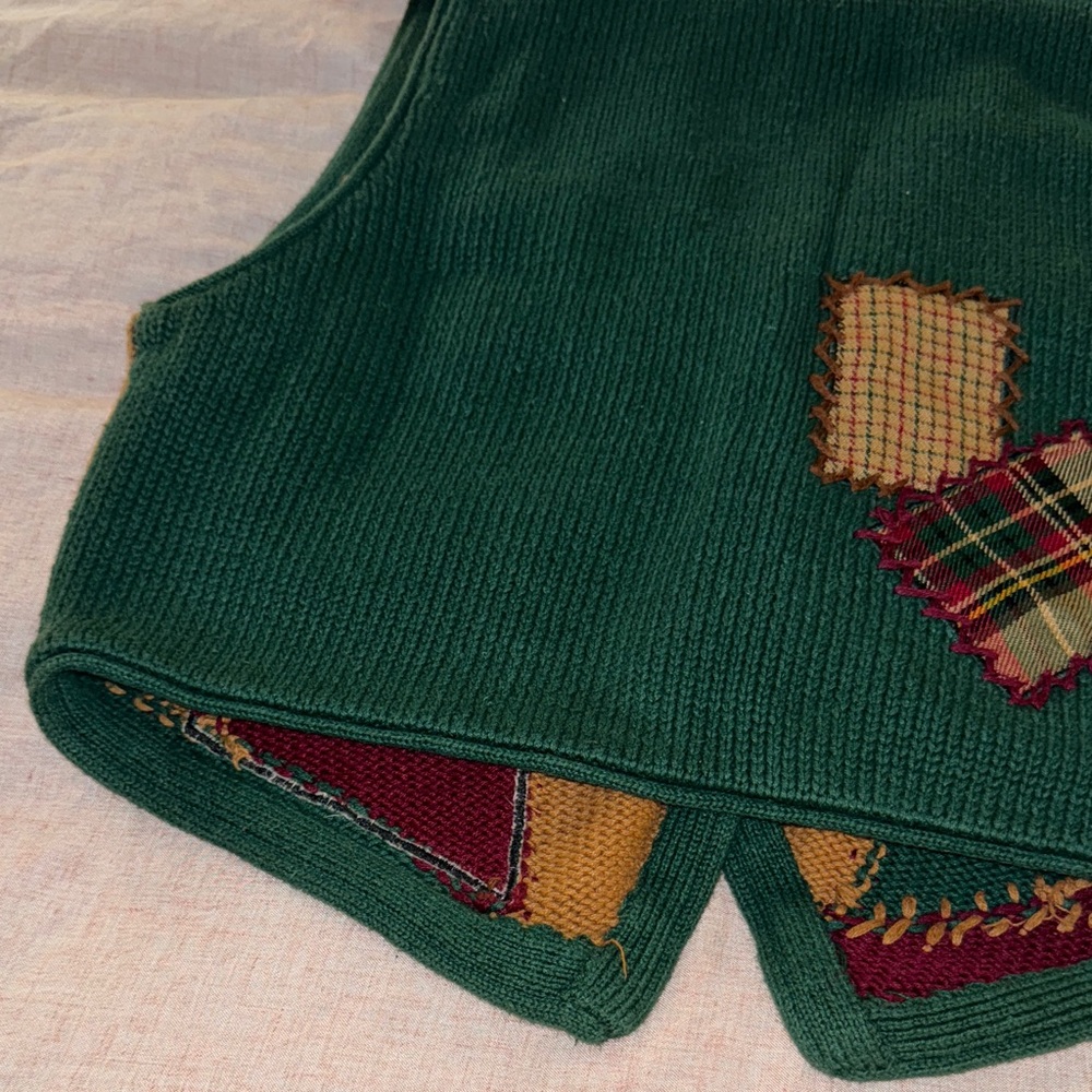 Sharon Young Multicolor Patchwork Quilt/Knit Vest - image 7